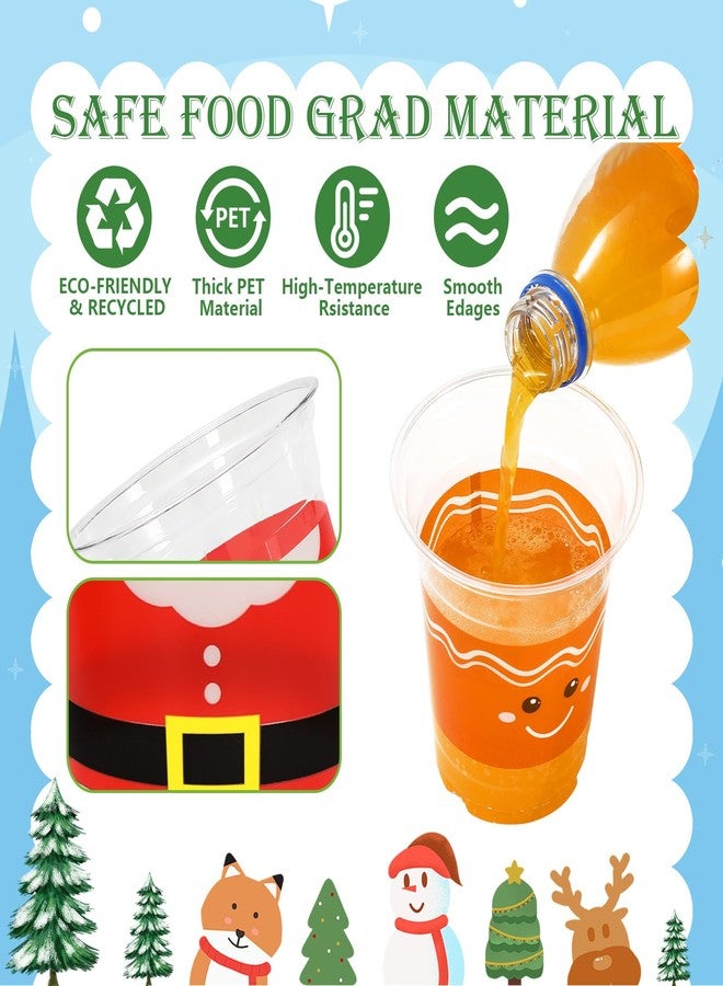 JarThenaAMCS مجموعة جارثينا إيه إم سي إس، 100 قطعة من الأكواب البلاستيكية للاستخدام مرة واحدة، مزينة برسومات سانتا، قزم، رجل الثلج، رجل خبز الزنجبيل، أكواب للمشروبات الباردة، مثالية لمستلزمات حفلات عيد الميلاد، سعة 12 أونصة - Image 3